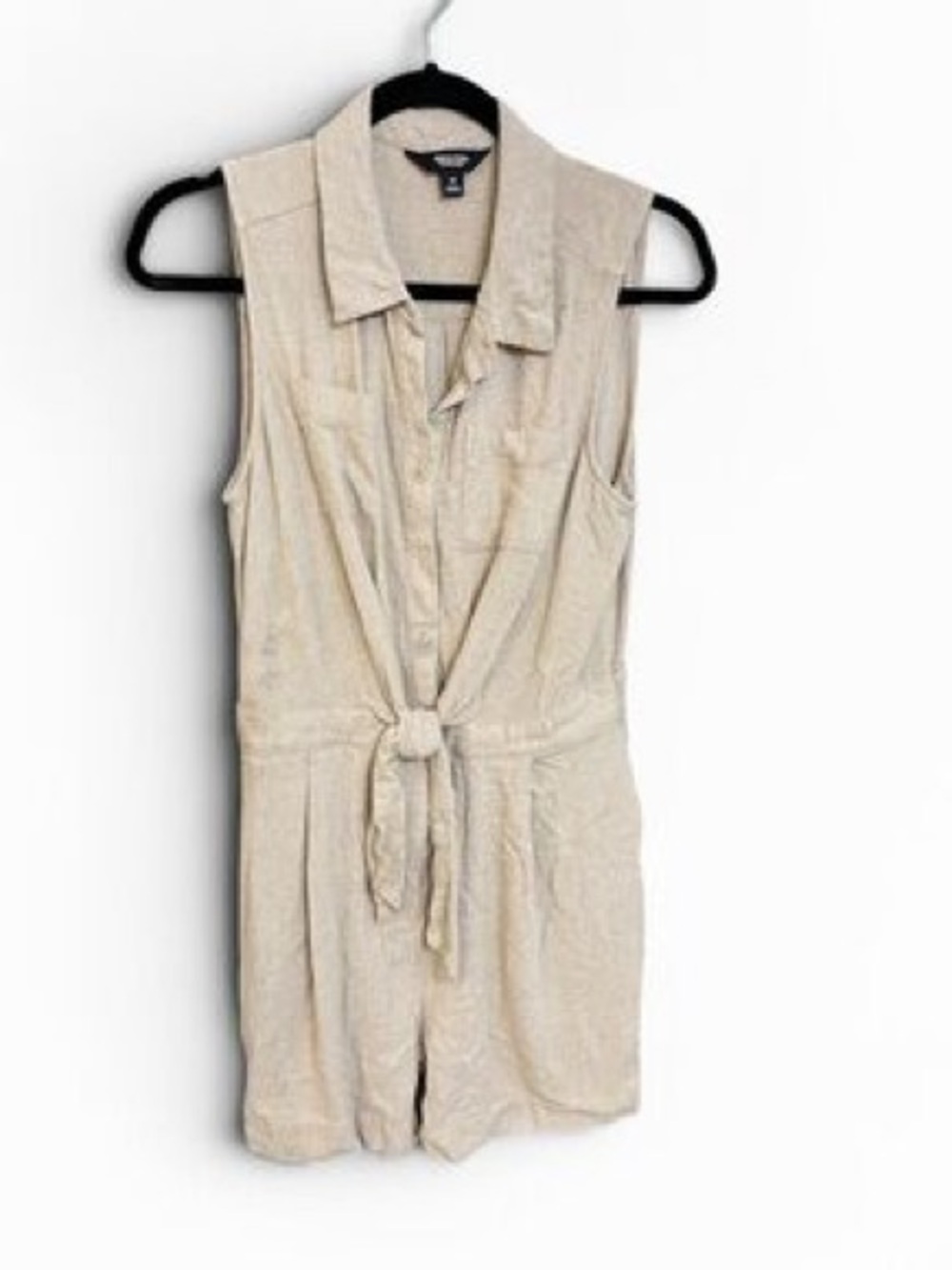 Simply Vera Vera Wang beige sleeveless tie-waist linen blend romper sz XL
